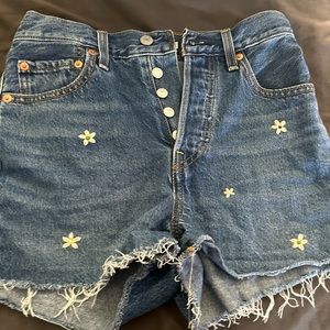 Levi button up flower shorts